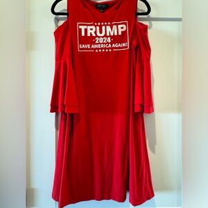NWT “Trump 2024” red cold shoulder dress